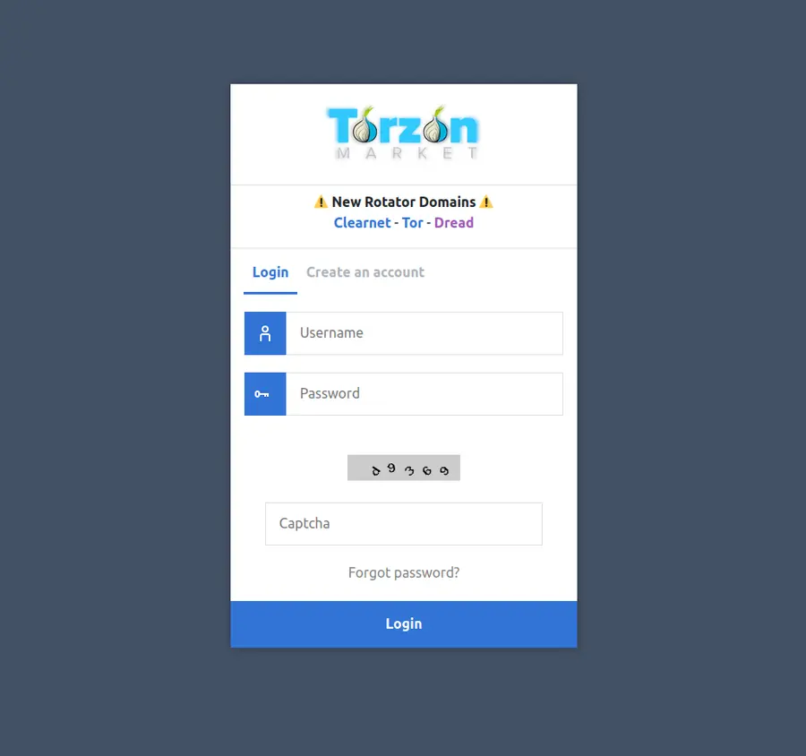 Torzon login 2FA authentication security screen 2026